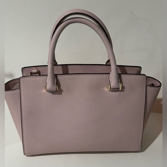 Michael Kors Pink Saffiano Leather Satchel Handbag Structured Tote - Picture 6 of 10